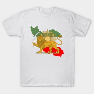 Iran, Persia, map & flag - Lion and Sun iconic sign for the Persian T-Shirt